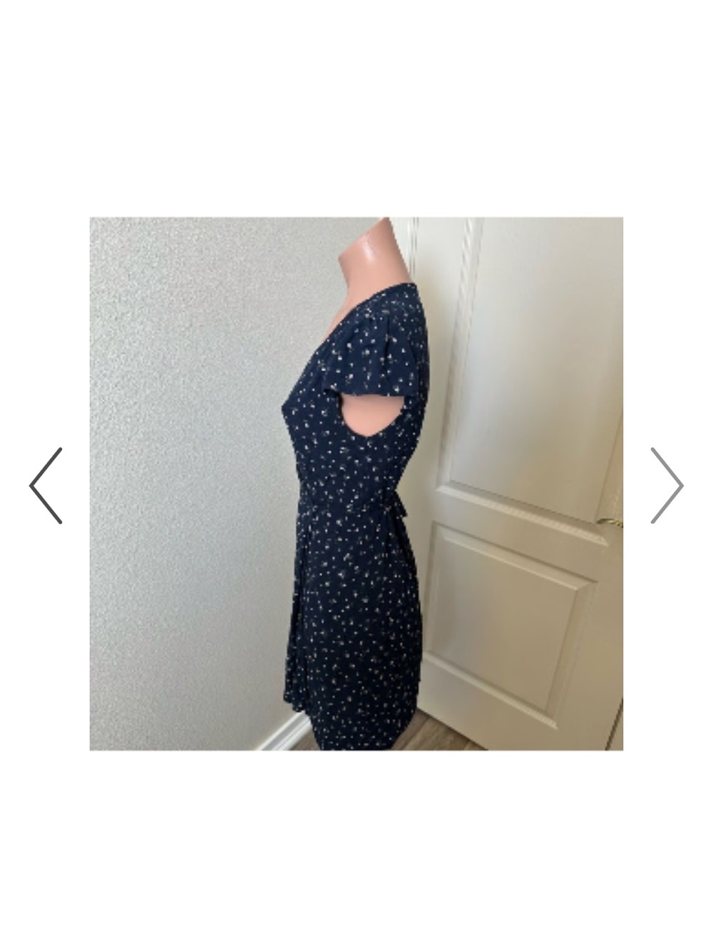 Brandy Melville Navy Mini Dress with White Floral Print O/S - Picture 3 of 5
